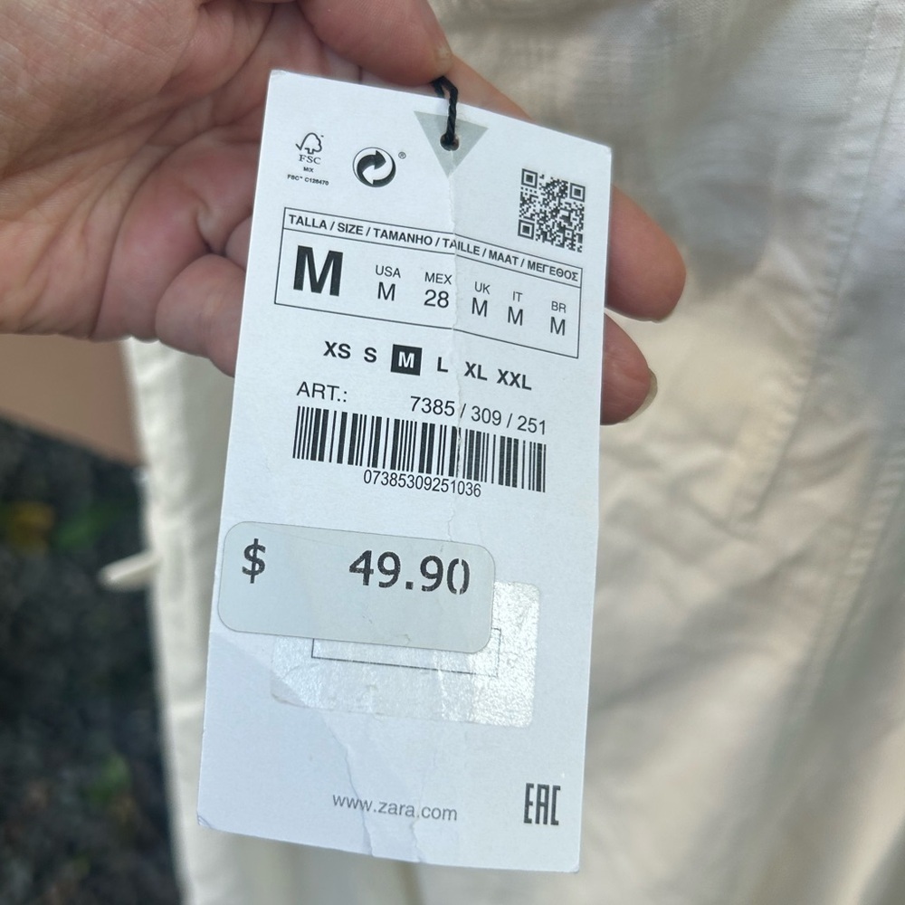 NWT Zara Woman's Textured Dress Off-White - Picture 9 of 10